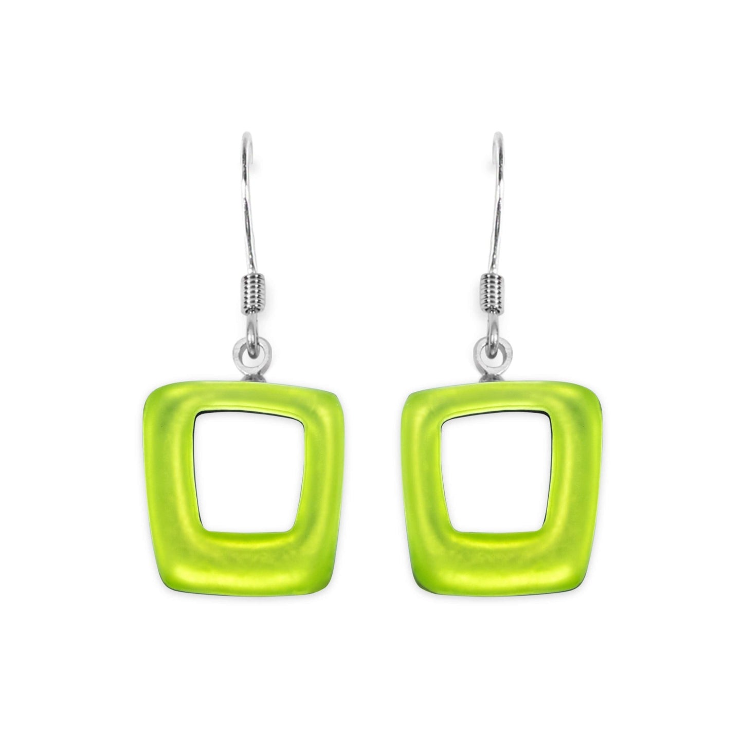 Neptune Hollow Squares Matte Fish Hook Earrings | The Jewellery Stop