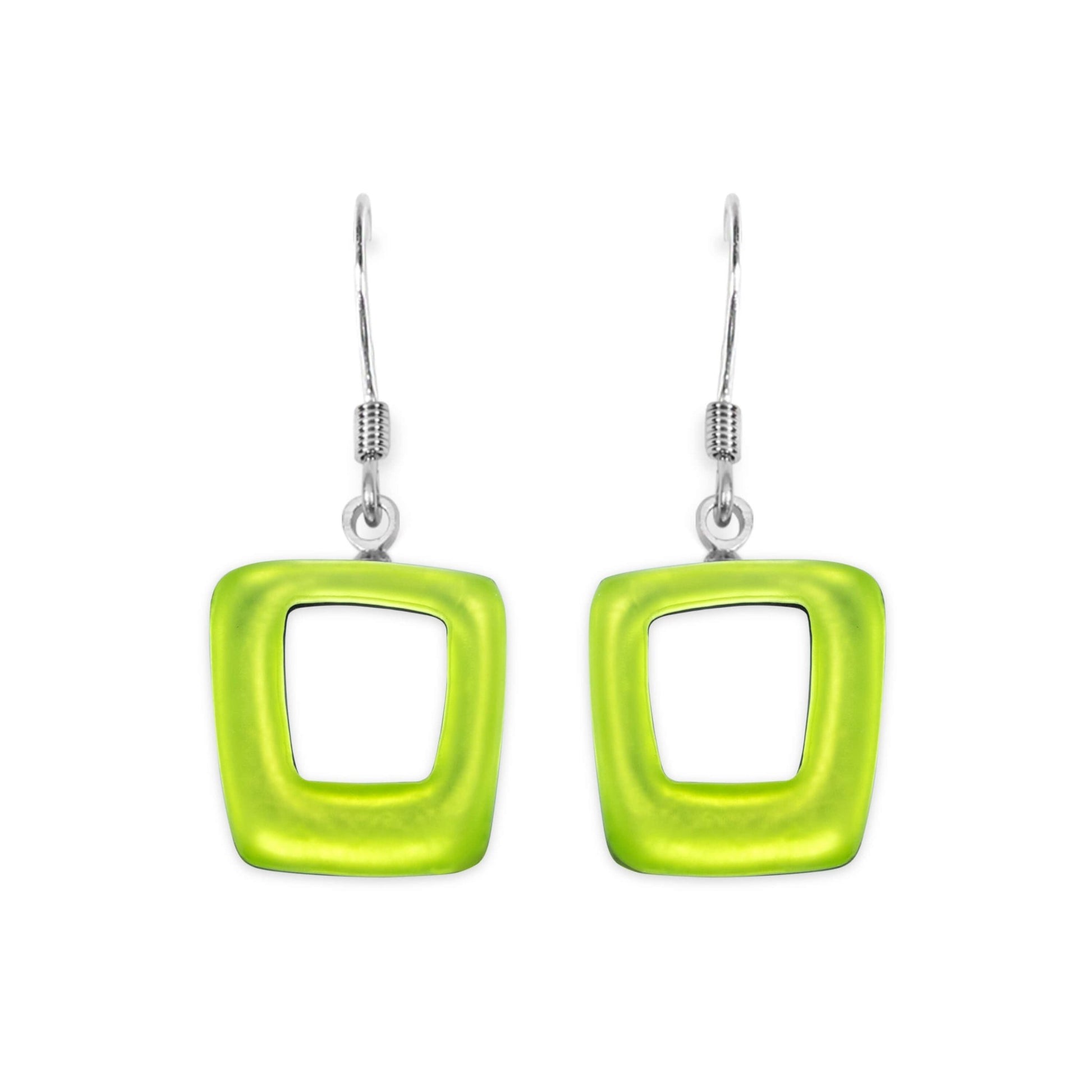 Neptune Hollow Squares Matte Fish Hook Earrings | The Jewellery Stop