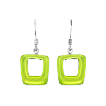 Neptune Hollow Squares Matte Fish Hook Earrings | The Jewellery Stop
