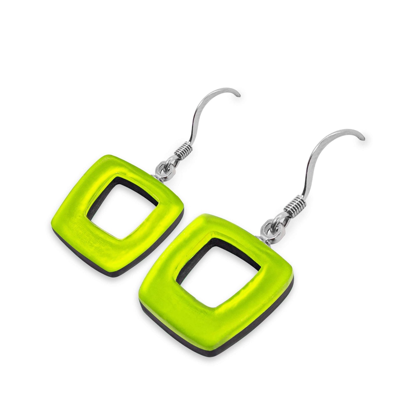 Neptune Hollow Squares Matte Fish Hook Earrings | The Jewellery Stop