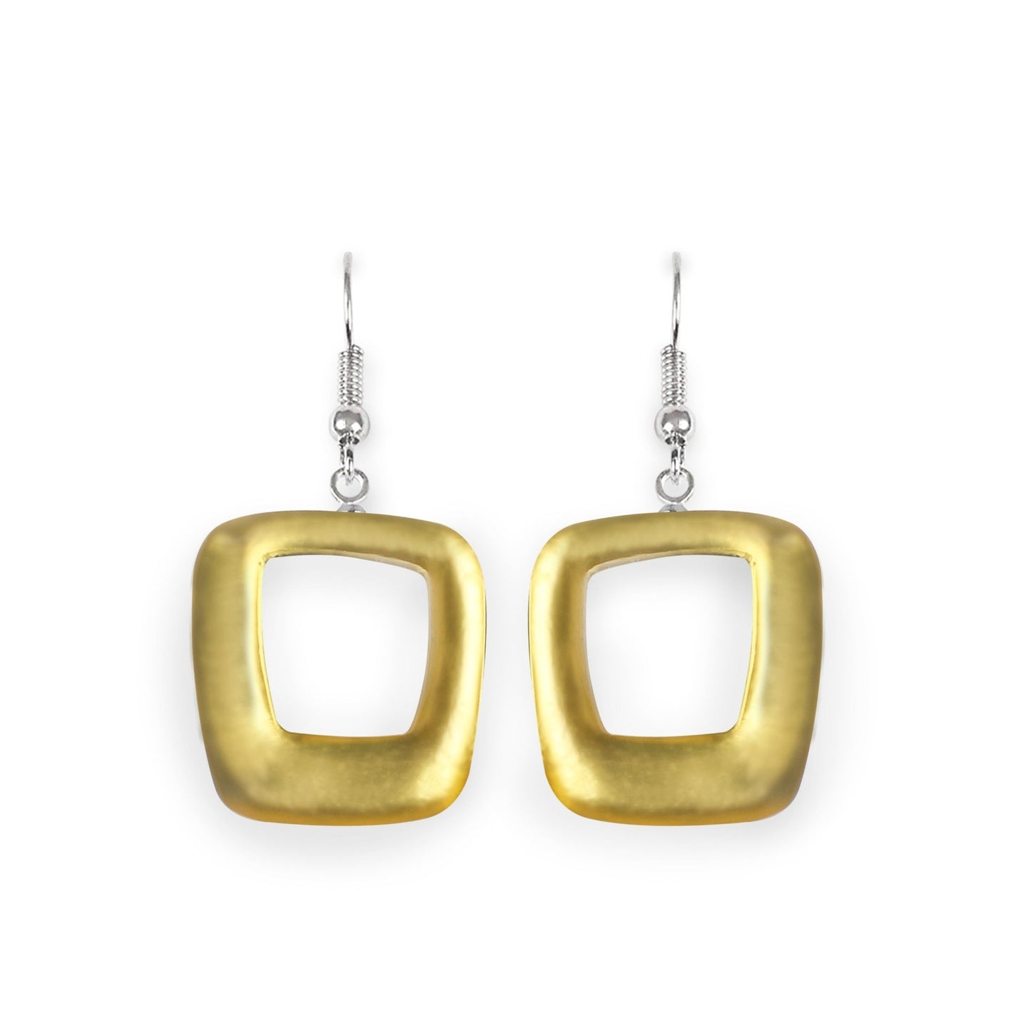 Palomino Hollow Squares Matte Fish Hook Earrings | The Jewellery Stop
