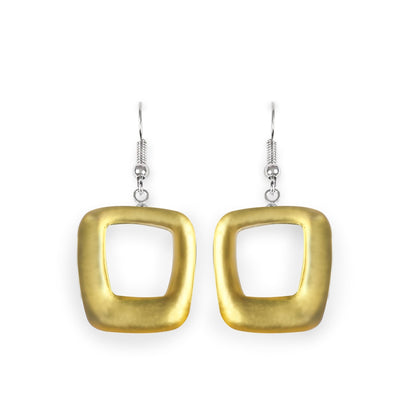 Palomino Hollow Squares Matte Fish Hook Earrings | The Jewellery Stop