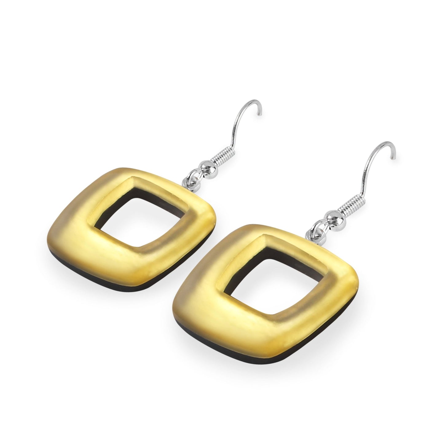 Palomino Hollow Squares Matte Fish Hook Earrings | The Jewellery Stop