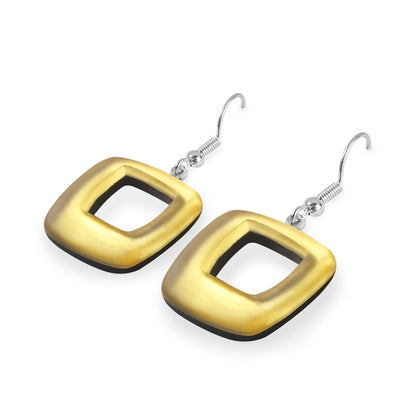 Palomino Hollow Squares Matte Fish Hook Earrings | The Jewellery Stop