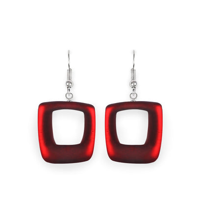 Rainbow Hollow Squares Matte Fish Hook Earrings | The Jewellery Stop