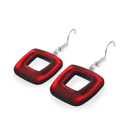 Rainbow Hollow Squares Matte Fish Hook Earrings | The Jewellery Stop