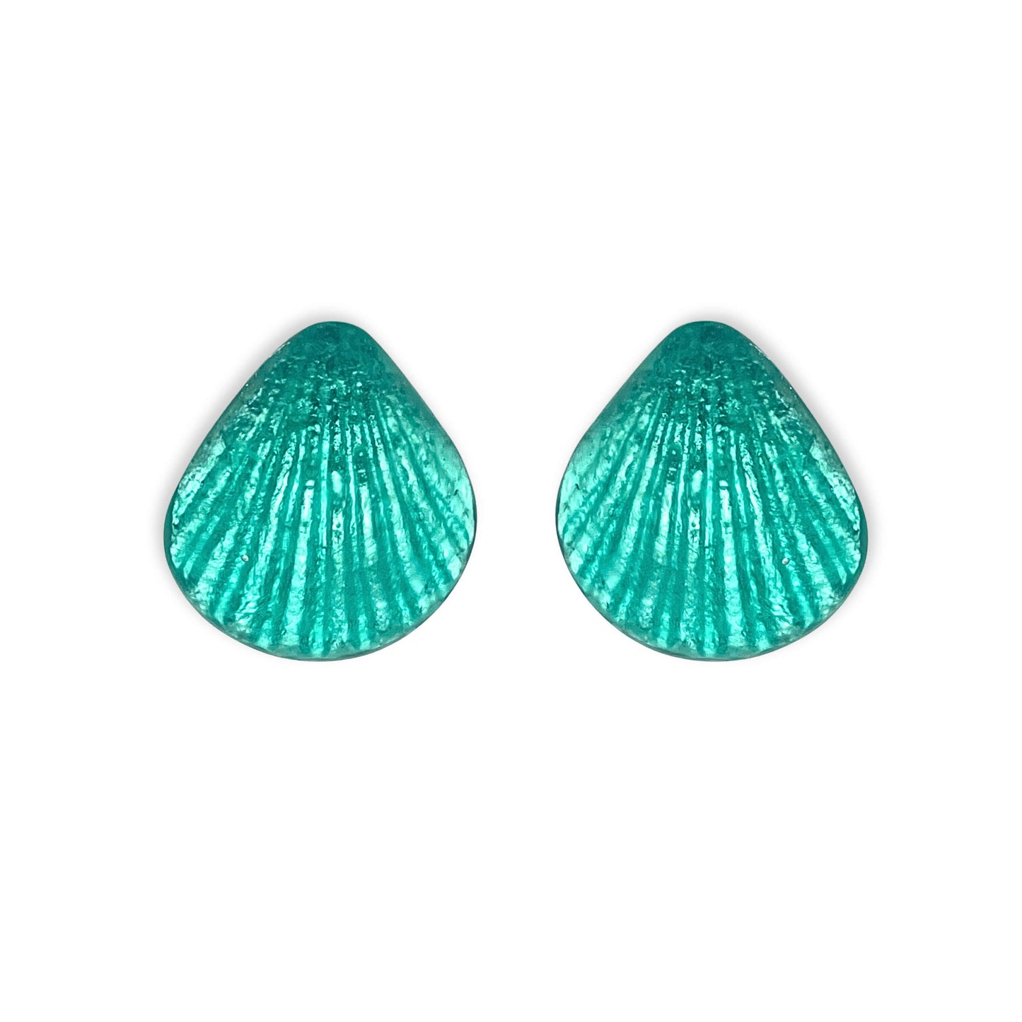 Mint Scallop Matte Clip Earrings