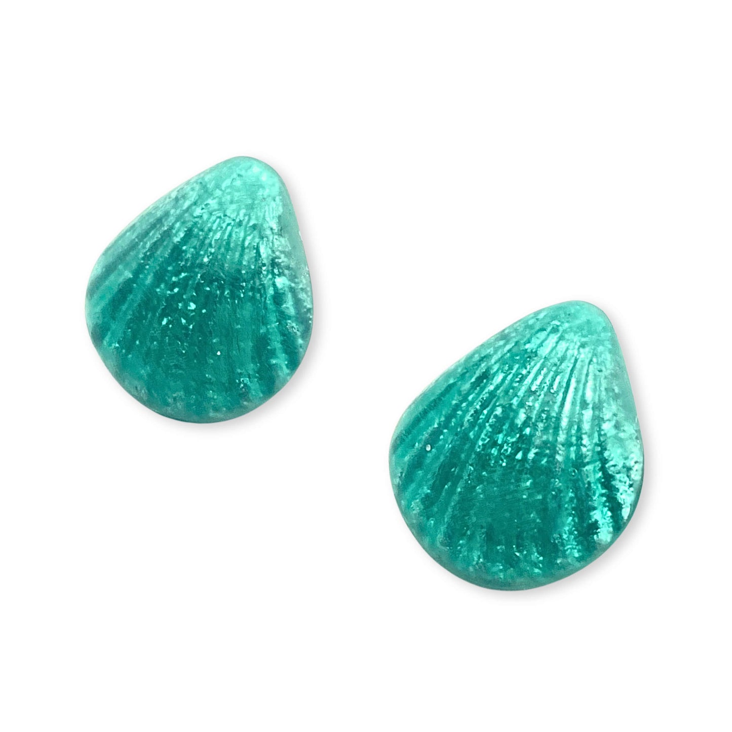 Mint Scallop Matte Clip Earrings