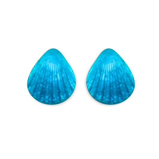 Turquoise Scallop Matte Clip Earrings