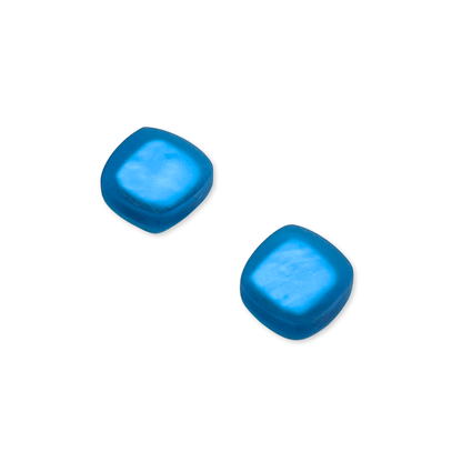Turquoise Abstract Squares Matte Stud Earrings