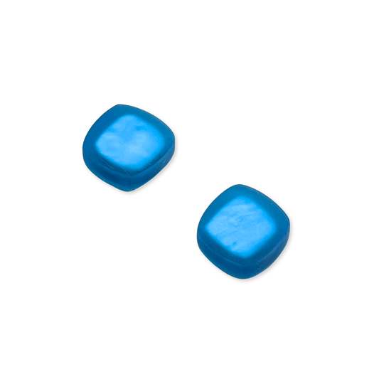 Turquoise Abstract Squares Matte Stud Earrings
