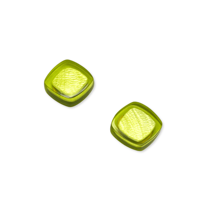 Kiwi Abstract Squares Shiny Stud Earrings