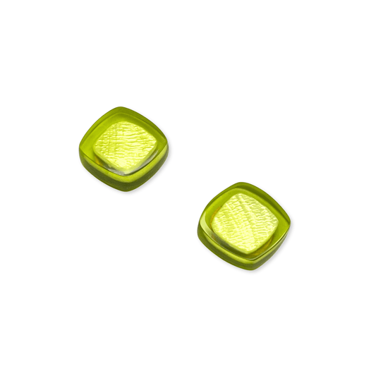 Kiwi Abstract Squares Shiny Stud Earrings