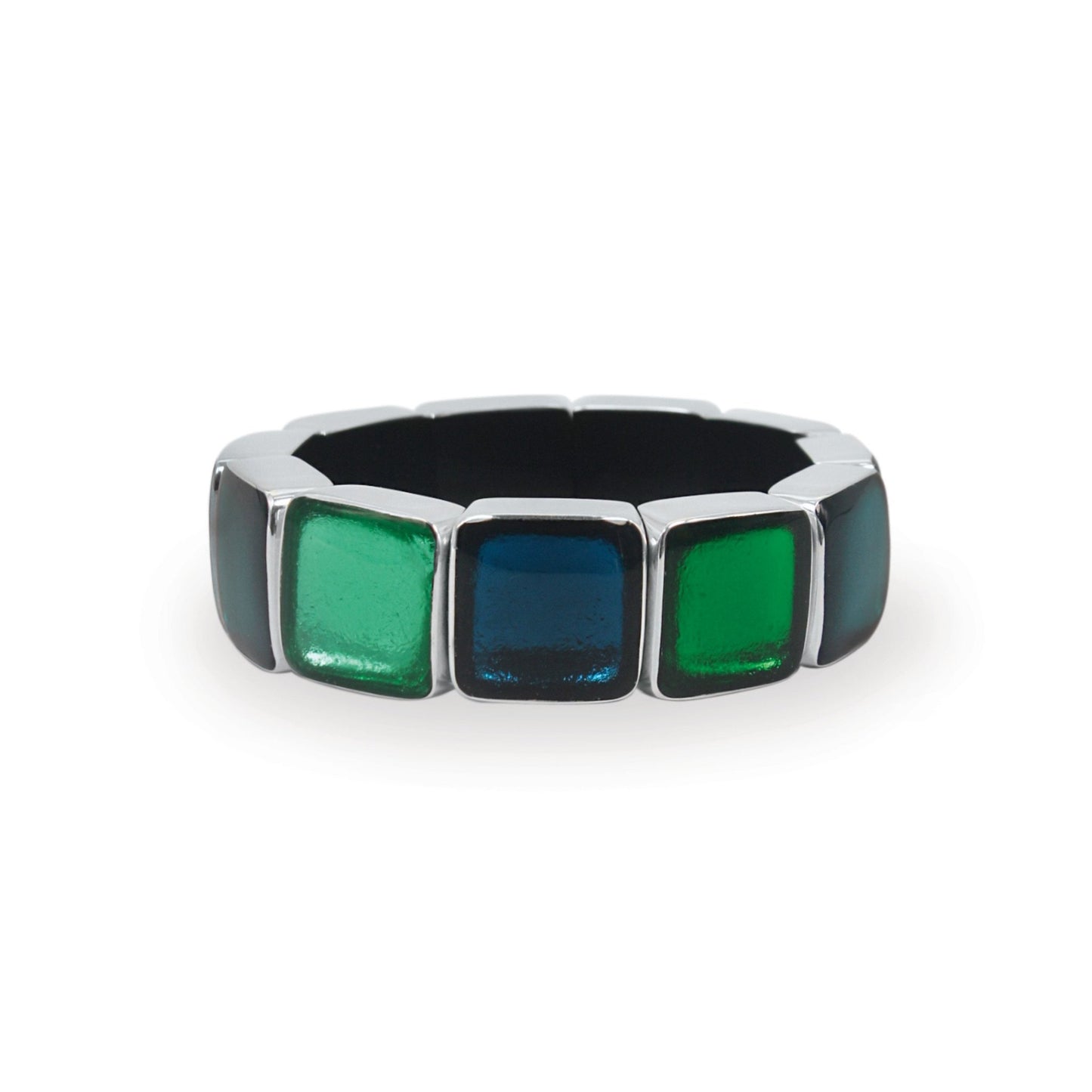 Verdigris Aluminium Squares Shiny Bangle | The Jewellery Stop