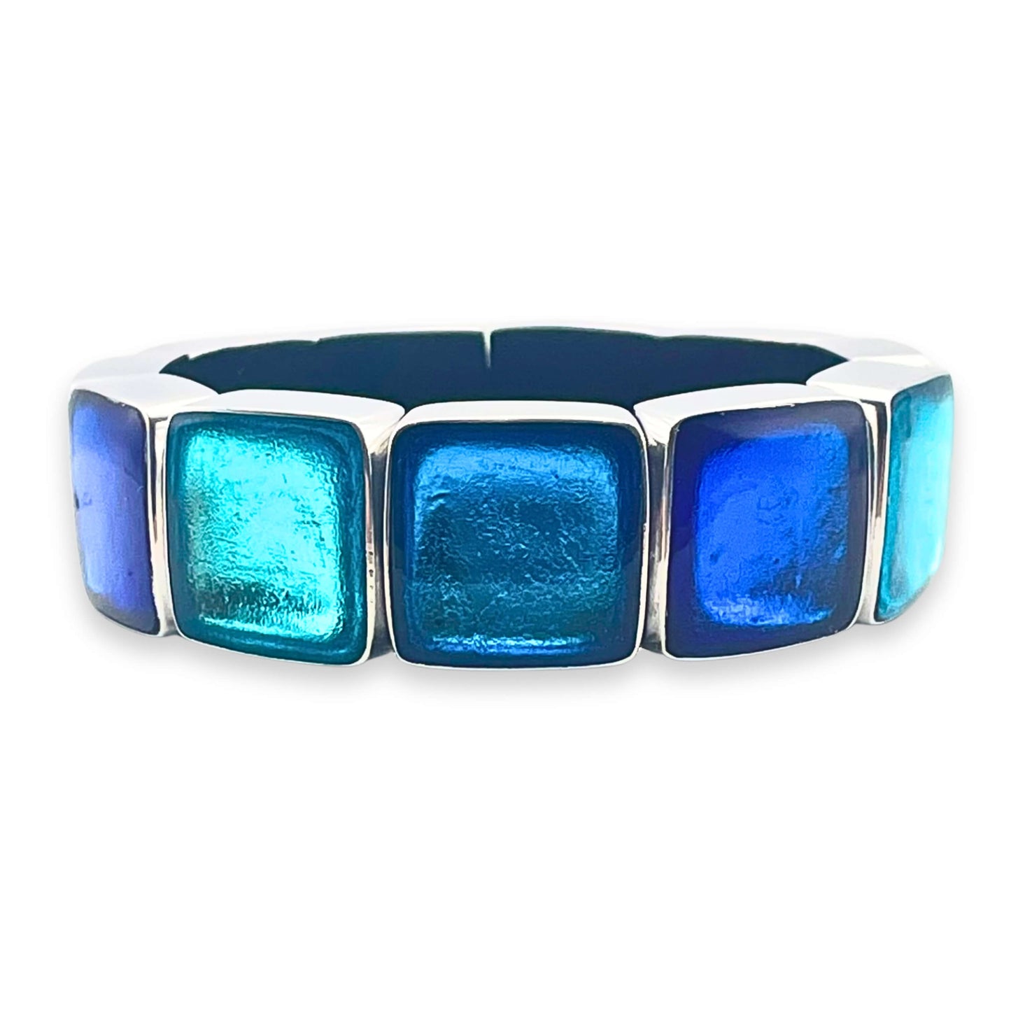 Turquoise Aluminium Squares Shiny Bangle