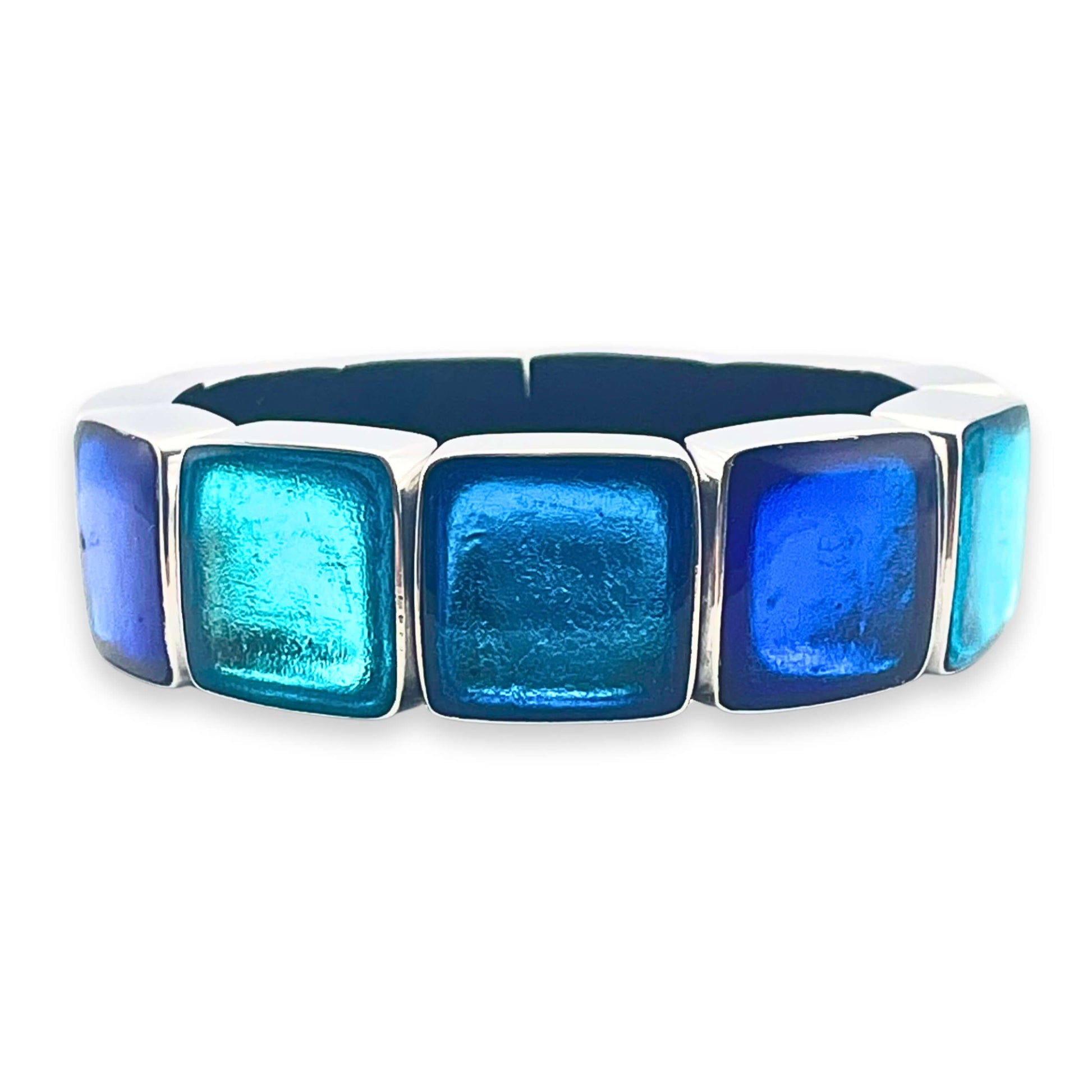Turquoise Aluminium Squares Shiny Bangle