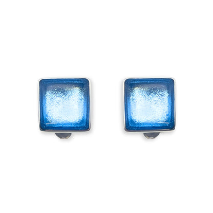 Arctic Aluminium Squares Shiny Clip Earrings
