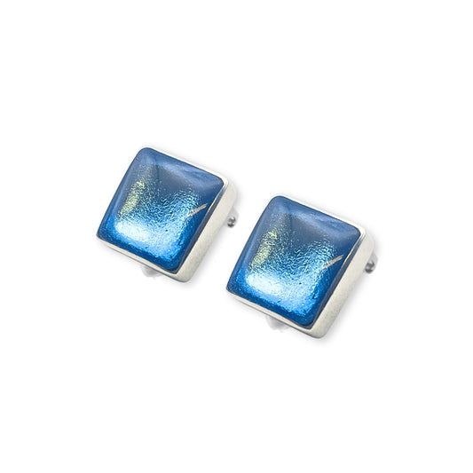 Arctic Aluminium Squares Shiny Clip Earrings