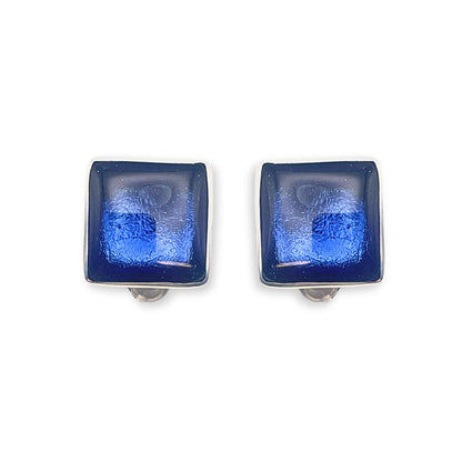 Atlantic Aluminium Squares Shiny Clip Earrings