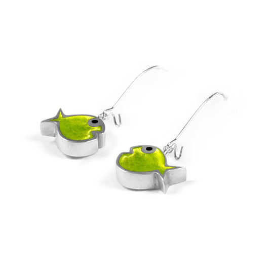 Lime Bubble Fish Shiny Long Hook Earrings | The Jewellery Stop