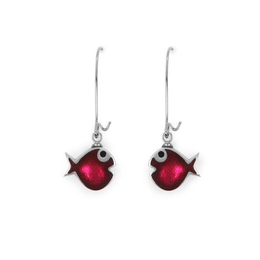 Pink Bubble Fish Shiny Long Hook Earrings