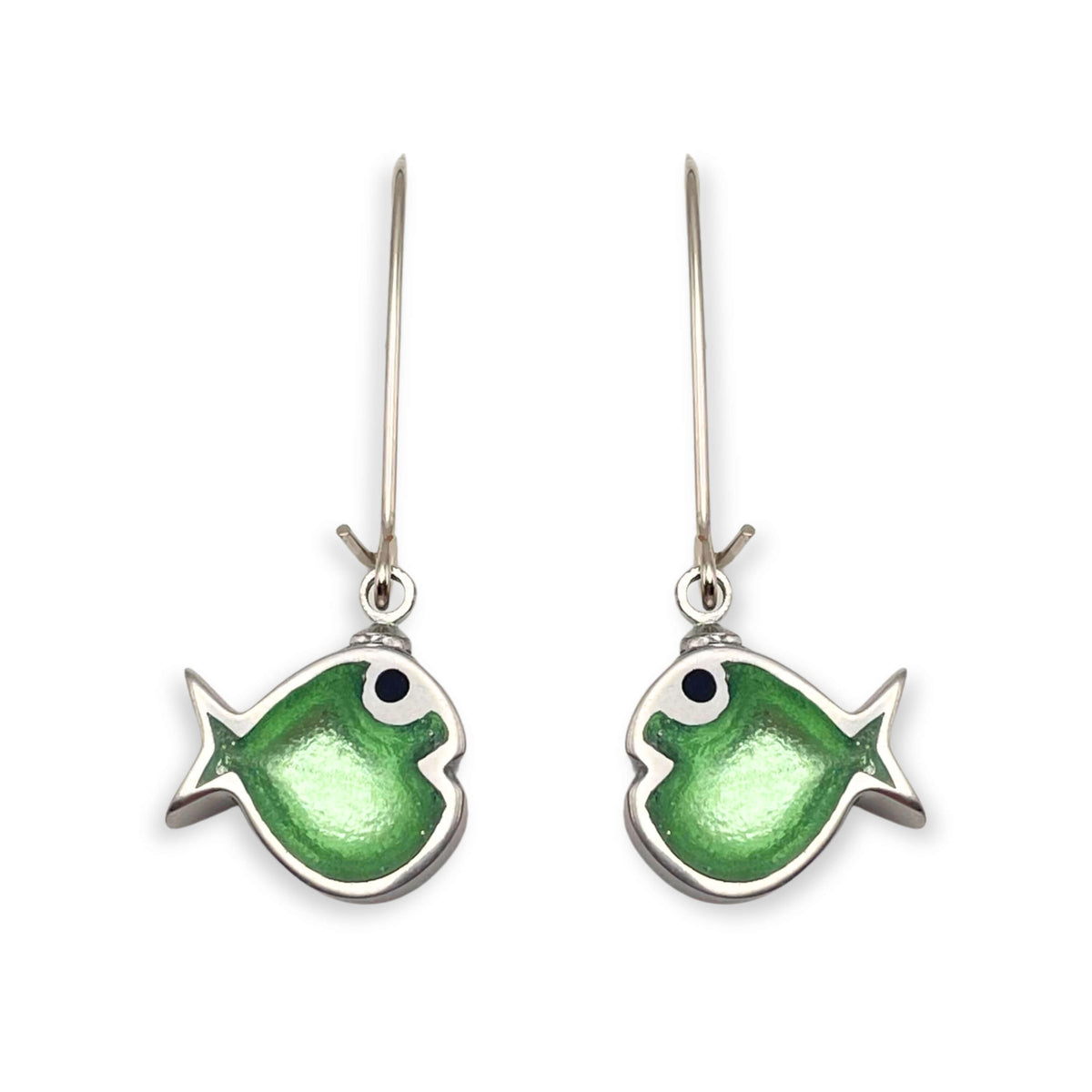 Kiwi Bubble Fish Shiny Long Hook Earrings