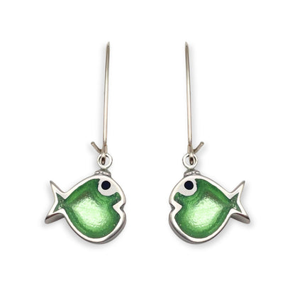 Kiwi Bubble Fish Shiny Long Hook Earrings