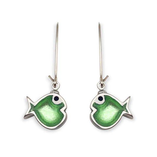 Kiwi Bubble Fish Shiny Long Hook Earrings
