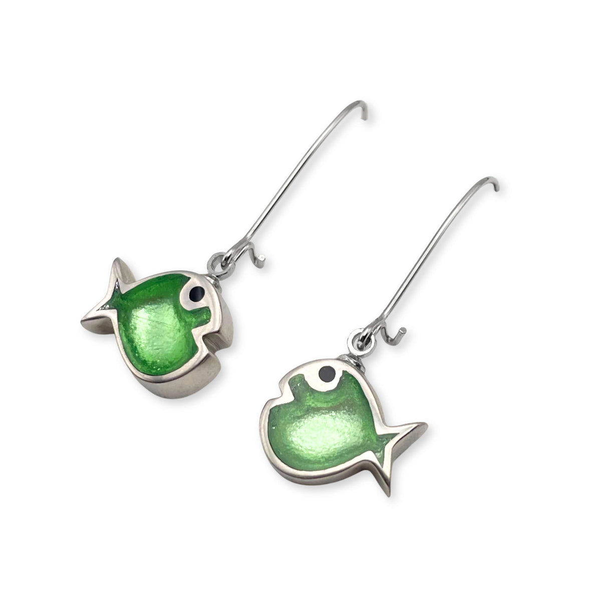 Kiwi Bubble Fish Shiny Long Hook Earrings