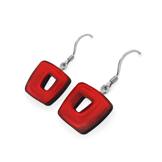 Chilli Hollow Squares Matte Small Fish Hook Earrings