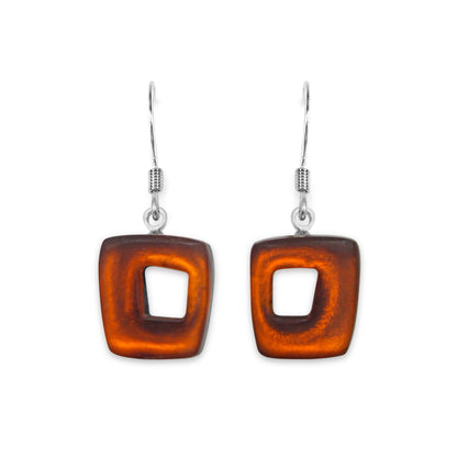 Morocco Hollow Squares Matte Small Fish Hook Earrings | The Jewellery Stop