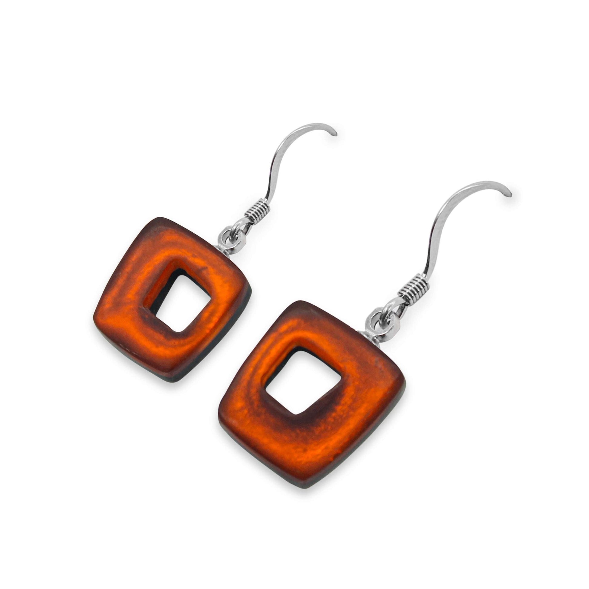 Morocco Hollow Squares Matte Small Fish Hook Earrings | The Jewellery Stop