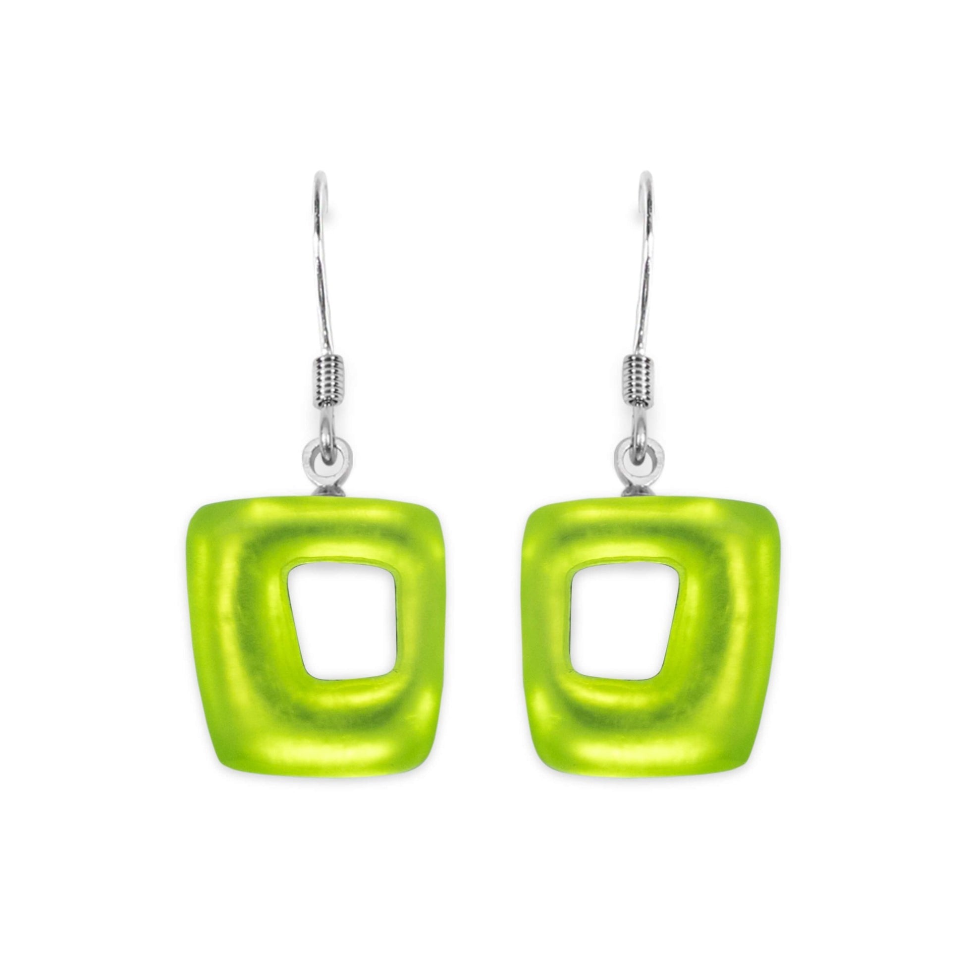 Neptune Hollow Squares Matte Small Fish Hook Earrings | The Jewellery Stop