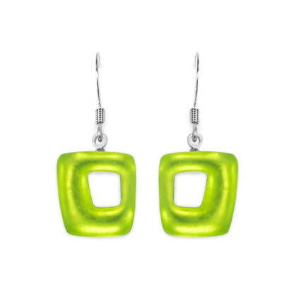Neptune Hollow Squares Matte Small Fish Hook Earrings | The Jewellery Stop