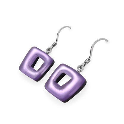 Nessie Hollow Squares Matte Small Fish Hook Earrings | The Jewellery Stop