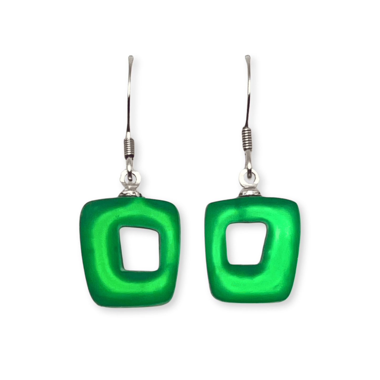 Aurora Hollow Squares Matte Small Fish Hook Earrings | The Jewellery Stop