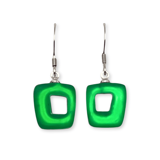 Aurora Hollow Squares Matte Small Fish Hook Earrings | The Jewellery Stop