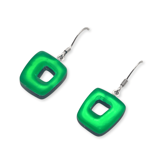 Aurora Hollow Squares Matte Small Fish Hook Earrings | The Jewellery Stop