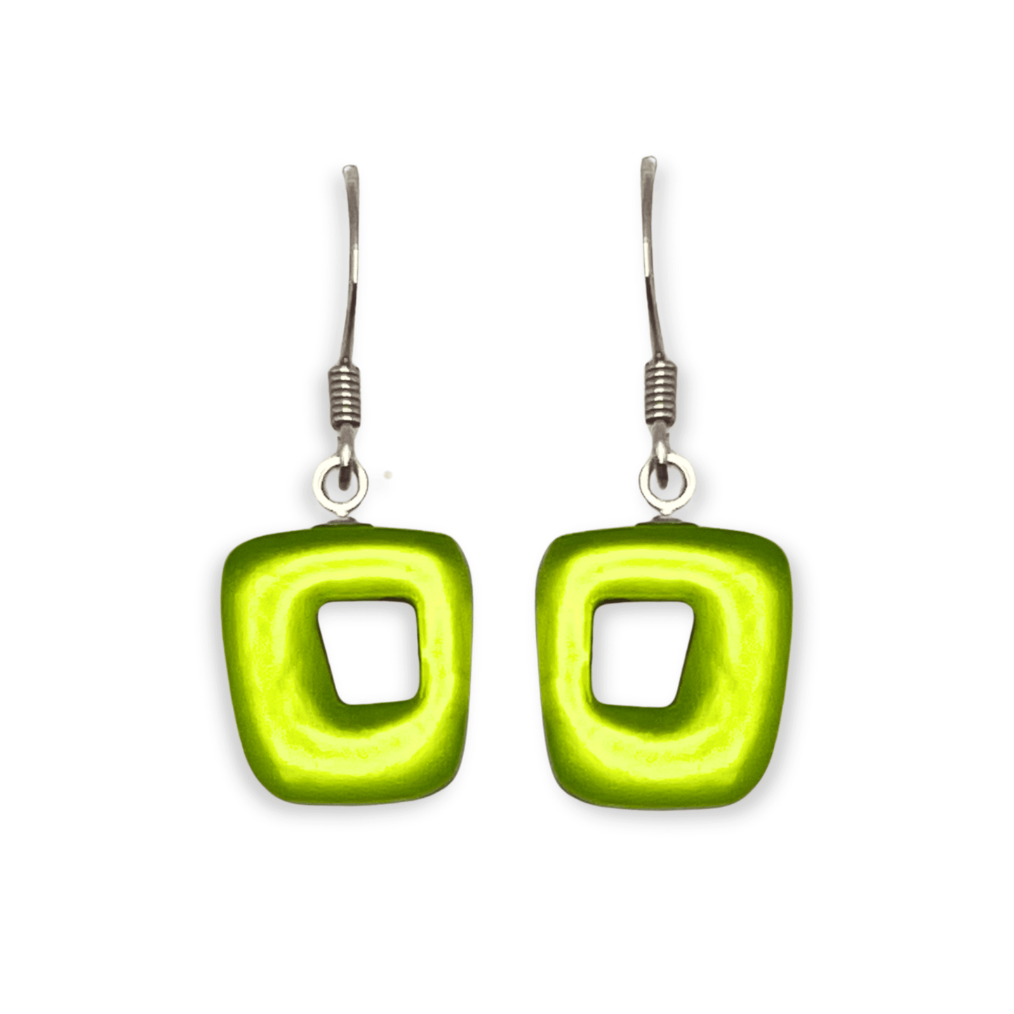 Citrus Hollow Squares Matte Small Fish Hook Earrings | The Jewellery Stop
