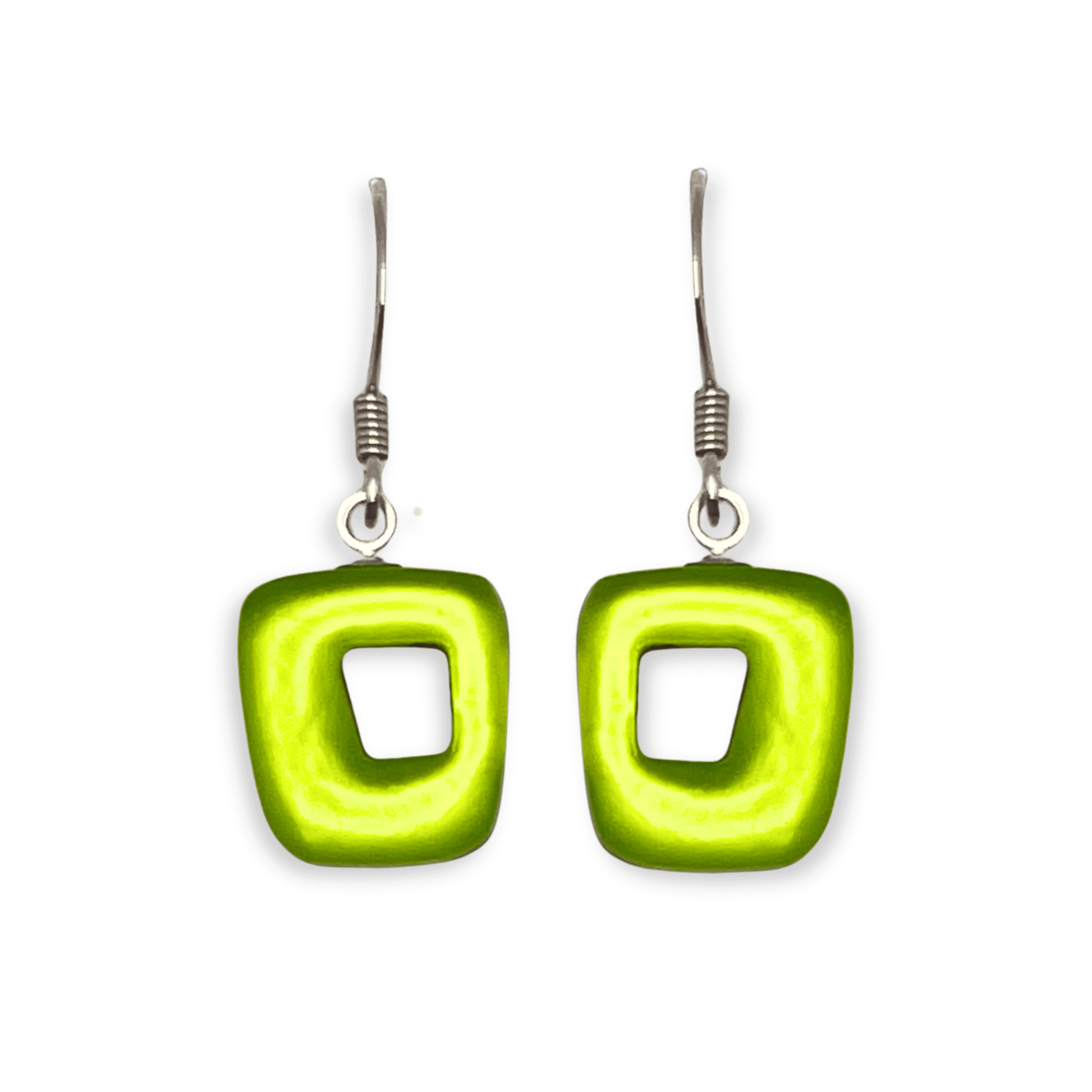 Citrus Hollow Squares Matte Small Fish Hook Earrings | The Jewellery Stop