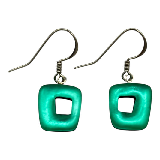 Crystal Hollow Squares Matte Small Fish Hook Earrings | The Jewellery Stop