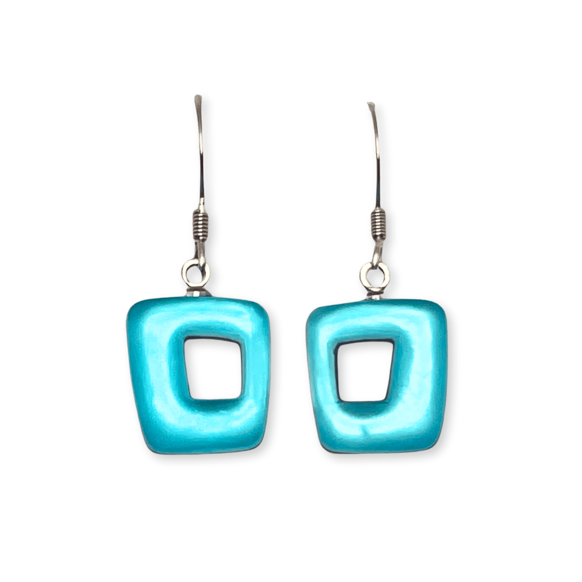 Fjord Hollow Squares Matte Small Fish Hook Earrings | The Jewellery Stop