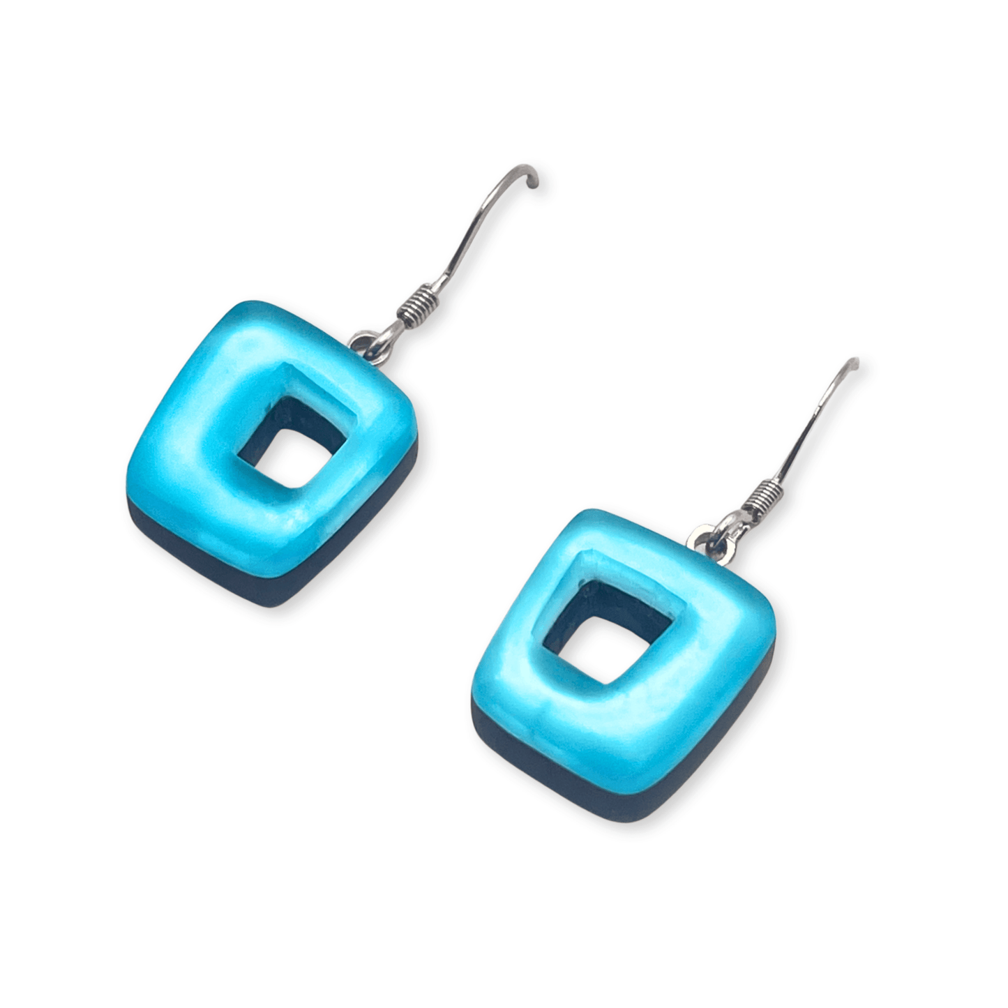 Fjord Hollow Squares Matte Small Fish Hook Earrings | The Jewellery Stop
