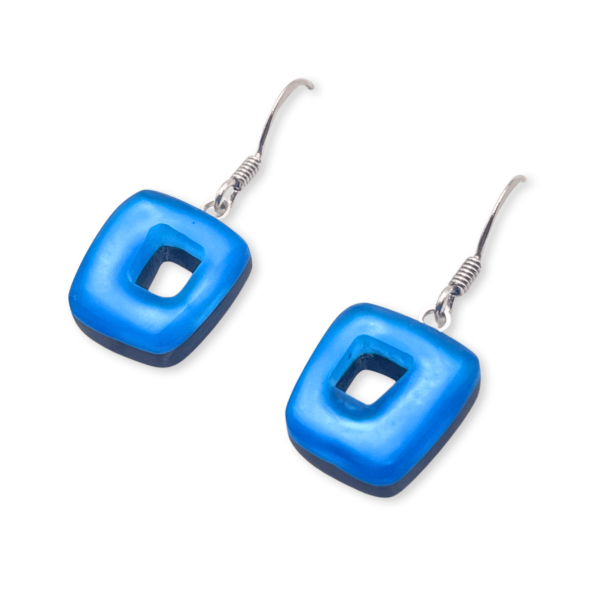 Paradise Hollow Squares Matte Small Fish Hook Earrings | The Jewellery Stop