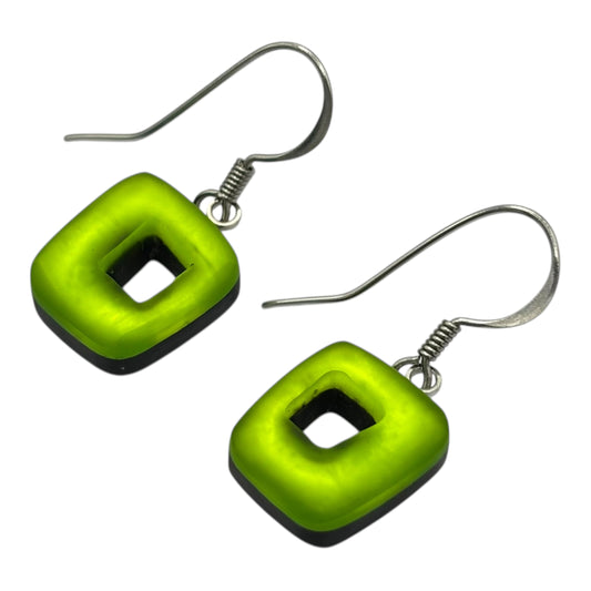 Zest Hollow Squares Matte Small Fish Hook Earrings
