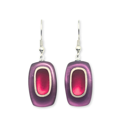 Rainbow Retro Ovals Matte Small Fish Hook Earrings