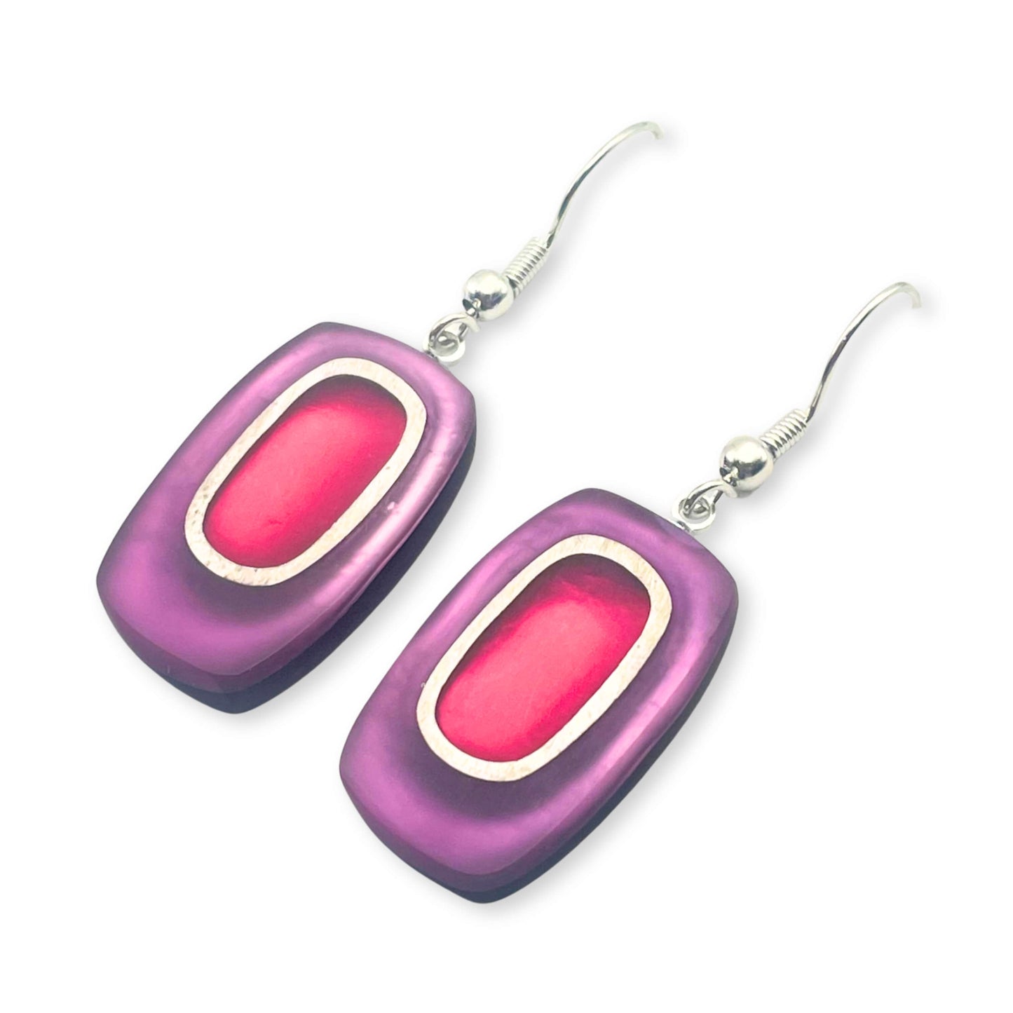 Rainbow Retro Ovals Matte Small Fish Hook Earrings