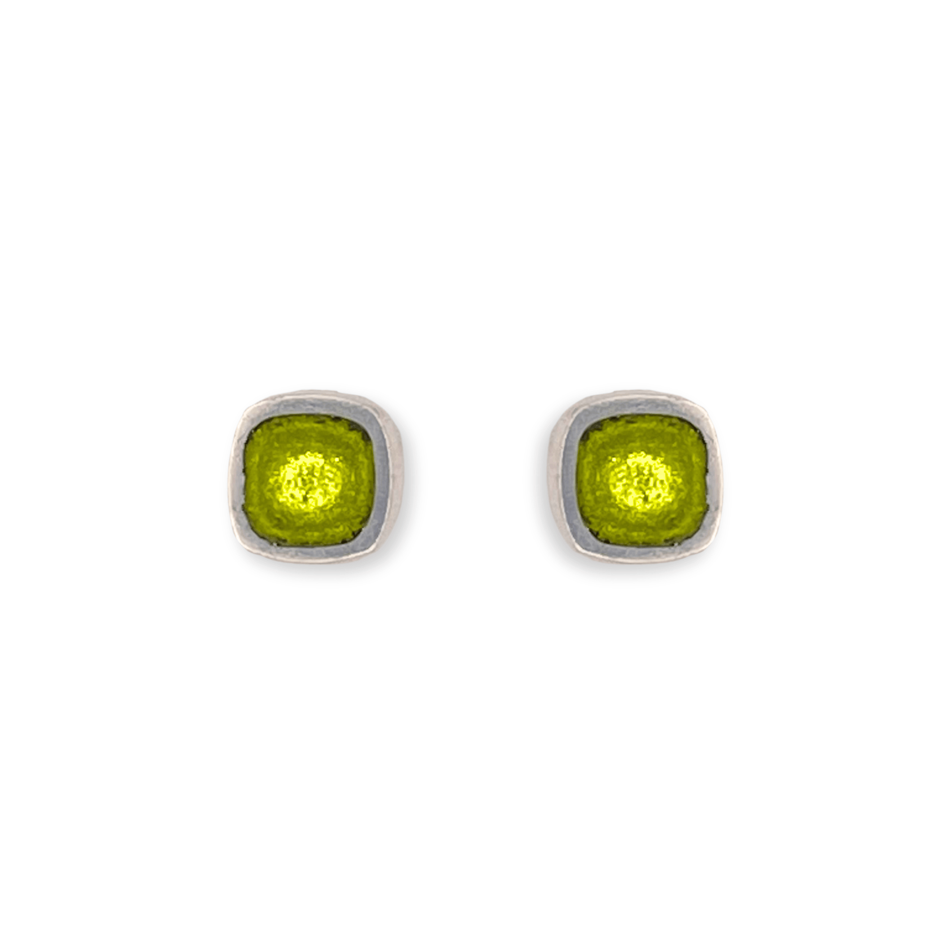 Kiwi Abstract Squares Shiny Small Stud Earrings