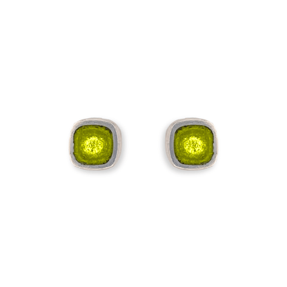 Kiwi Abstract Squares Shiny Small Stud Earrings