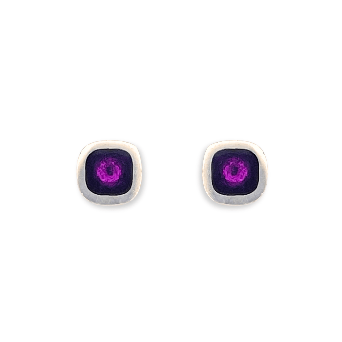 Rainbow Abstract Squares Shiny Small Stud Earrings